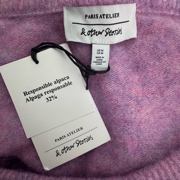 NWT Paris Atelier & Other Stories Pullover Pearl-Beaded Knit Sweater in Lilac M - Picture 13 of 16